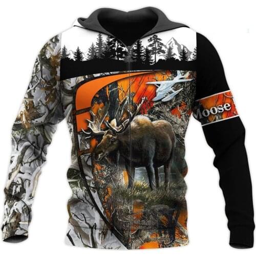 Amazing Moose Hunting 3D Print Hoodies men/women Harajuku Fashion Hooded Sweatshirt Autumn Hoody Casual streetwear hoodie SL-451