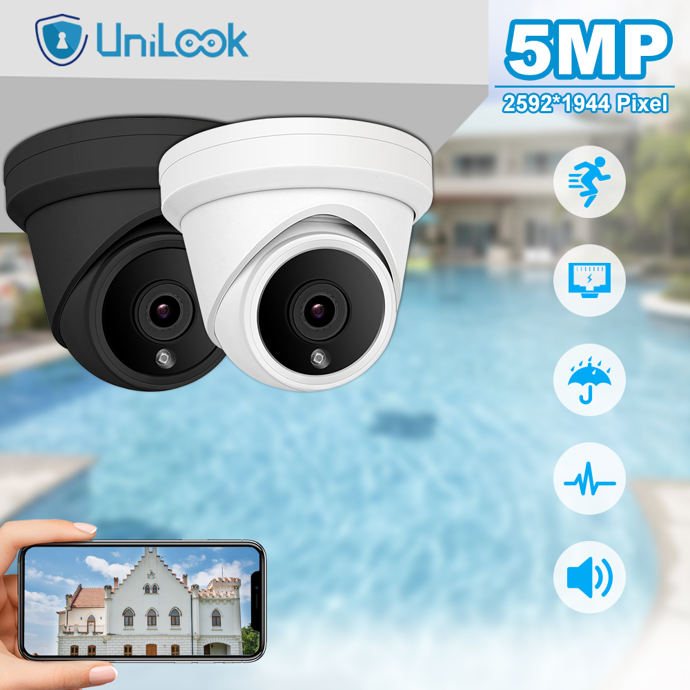 UniLook 5MP POE IP Camera Built in Microphone Outdoor Security CCTV Camera IP66 IR 30m Hikvision Compatible ONVIF P2P H.265