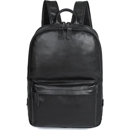 Nesitu Large Capacity Black Color Genuine Leather Women / Men Backpacks Cowhide Men Travel Bags #M7273