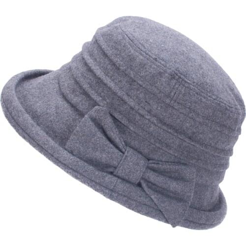 Womens Fleece lining 1920s Flappers Vintage Style Wool Blend Cloche Bucket Winter Warm Hats T481