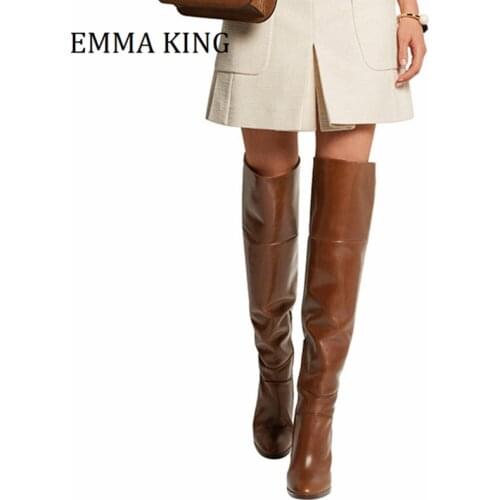 2020 Winter Women Over The Knee Boots Round Toe Chunky Heel Thigh High Boots Lady Boots Shoes Woman Knight Boots Botas mujer