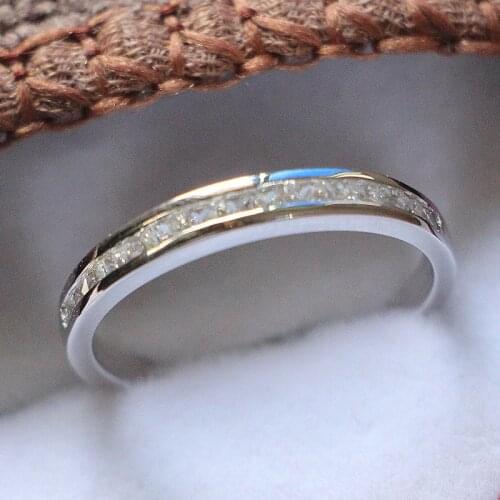 Sparking Forever Female Ring Wedding band for Women Genuine 14K 585 White Gold Wedding Jewelry with Beauty Ring Box