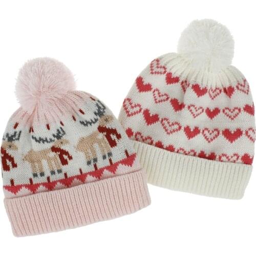 Winter Baby Hat for Boys Girls Cartoon Pompom Kids Beanie Christmas Gift Knitted Cotton Lining Children Hats Baby Cap Gifts