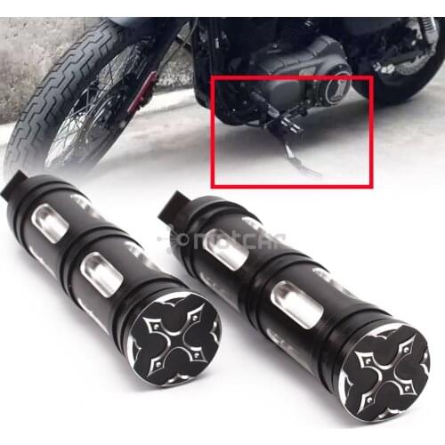 1pair Black+Silver Motorcycle Billet Aluminum Foot Rest Pedal Footpeg Cross End For Harley Sportster 883 1200 Touring Dyna
