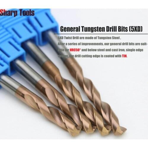 1pc 6x6mm HRC50 Twist Tungsten Carbide Drill Bits Cutter CNC Tools Set 5xD Titanium Coated Metal Drills for Steel Iron Copper