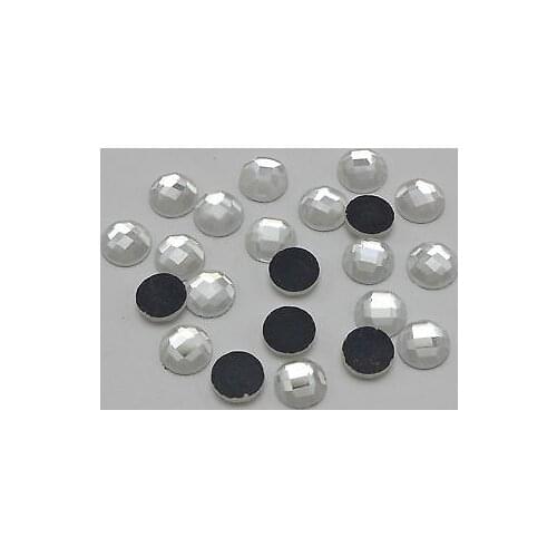 100 Clear Faceted Round Flatback Glass Crystal Rhinestone Gems 8mm No Hole