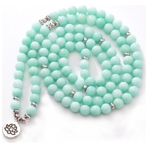 Pink 108 beads 8mm elastic adjustable Lotus life tree Buddha OM eye Chakra Reiki agate Onyx Yoga Bracelet necklace uu4d