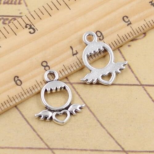 20pcs Charms Heart Love Angel 18x16mm Tibetan Silver Color Pendants Antique Jewelry Making DIY Handmade Craft