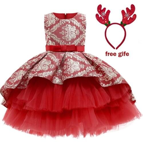 2021 Christmas Dresses For Girls Princess Ball Gown Birthday Children’s Clothing Easter Sequins Trailing Bridesmaid Dress 1 3 8Y