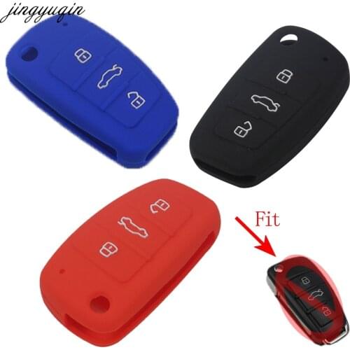 Jingyuqin 3 Buttons Car Silicone Key Cover Styling Case Cover Fob Shell For Audi A1 A3 Q3 Q7 R8 A6L TT Key Case Four Car Styling