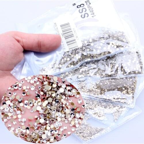 3D Nail Strass SS3-SS8 Crystal Rhinestones FlatBack Nail Rhinestone Non HotFix Nail Art Decoration DIY Glass Manicure