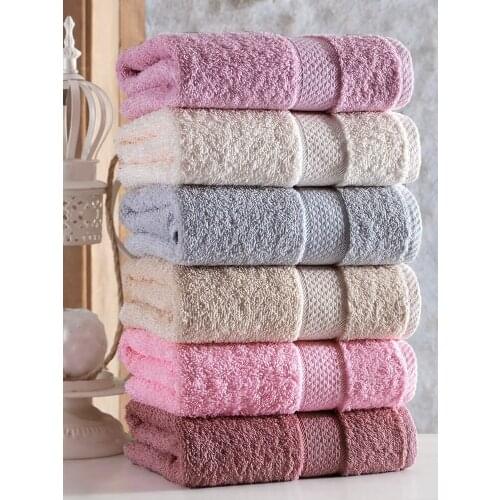6Pcs 50x85cm %100 Organic Cotton Face Towel, Plain Dyed, Multi Color, Solid Woven Unisex Super Absorbent Soft Home Textile 2021
