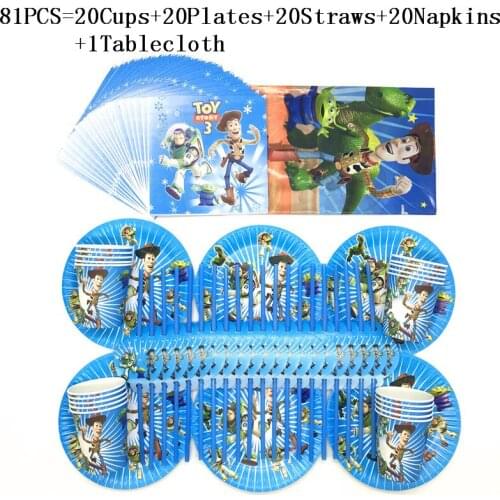 81Pcs Disney Toy Story Movies on Birthday Party Decorations Supplies Cups Plates Straws Napkin Tablecloth Disposable Tableware