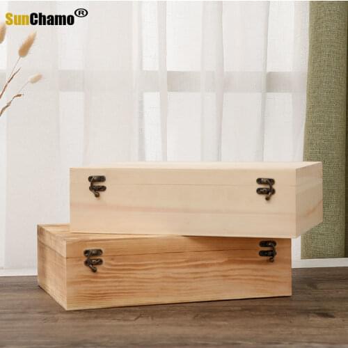 Large Pine Box Wooden Box Custom Rectangular Wooden Box Storage Box Flip Wooden Box Gift Box Large Make Up Organizer Box