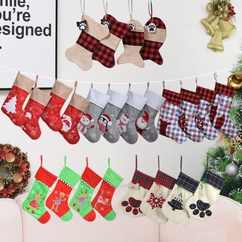 Large Stockings Santa Elk Fabric Gift Socks Christmas Lovely Bag For Children Fireplace Tree Christmas Decoration kids gift bag