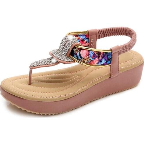 Designer Fashion Sandals Diamond Woman Platform Sandals 2021 Summer Lady Breathable Cool Beach Shoes Women Flat Sandalias Mujer