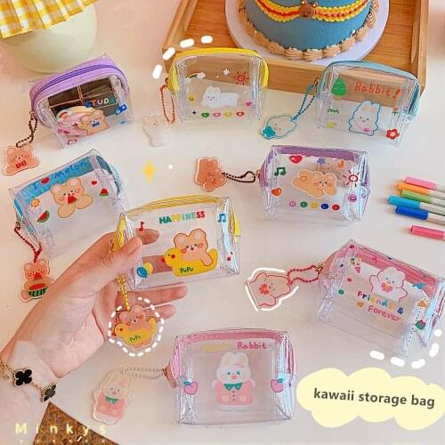 Kawaii Keyring transparent Coin Purse For Girls Cute PVC Small Wallet With Pendant Childrens Gift Money Puse