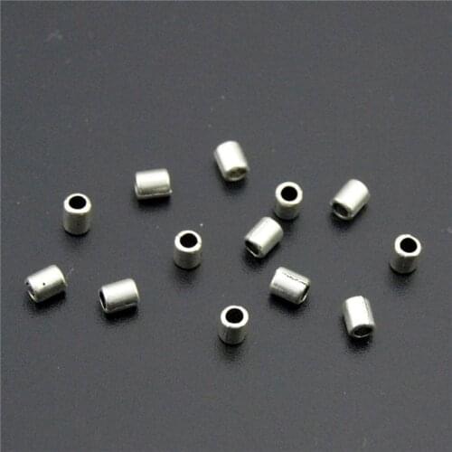 100pcs Silver Color Cylindrical Shape Alloy Beads Fit Handcraft Making A2295