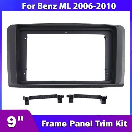 CarBar 9" Double Two 2 Din Car Radio Fascia For Benz ML 2006-2010 Dash Dashboard Frame Panel Trim Kit Stereo