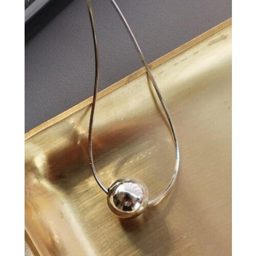 MLKENLY Real 925 sterling silver pendant chain necklace simple 10MM ball snake bone chain geometry modern personality jewelry