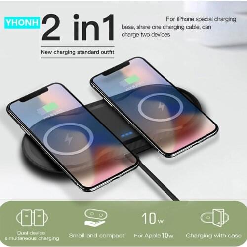20w Double Qi Wireless Charger Pad for iPhone 12 11 XS XR X 8 AirPods Pro Samsung S20 S10 S9 15W Dual Fast Charging Dock Station