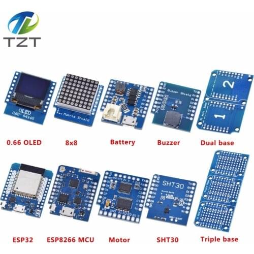 Esp8266 D1 Mini Pro Wifi Nodemcu Data Logger Shield Ds1307 Battery 0.66 Oled Dc Power Buzzer V1.0.0 Dual Base For Wemos Diy Kit