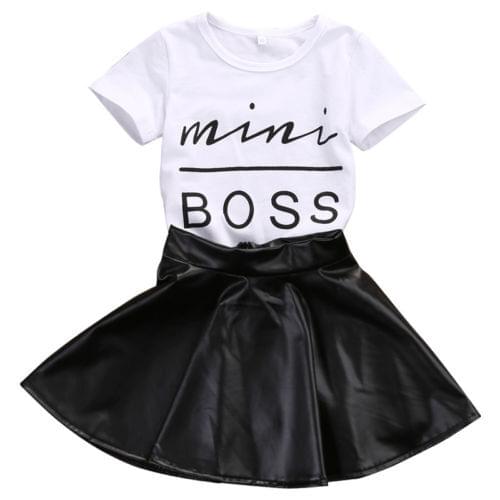 2PCS Toddler Girls Outfits Clothes Tops T Shirt Skirts Kids Dress Set