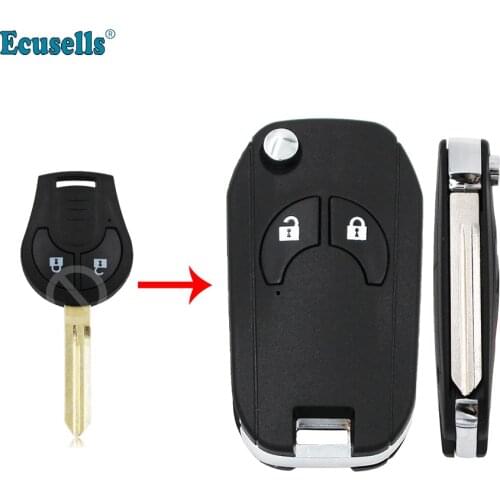 Modifed 2 buttons Replacement Remote key Shell Case Fob for Nissan Note Micra Juke Duke Pathfinder with uncut key blade