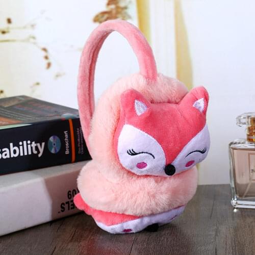 Winter Cartoon Fox Warm Earmuff Plush Thick Soft Adjustable Ear Cover for Kids Kawaii Headband Earflap Outdoor Supplies