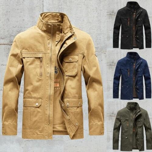 Autumn Winter Jackets Men Long Sleeve Stand Collar Zipper Jacket Coat Mens Plus Size 3XL men Outerwear Sreeetwear veste homme