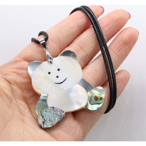 Natural Shell Necklace With Panda-Shaped Pendant Leather Cord 2MM Charms For Elegant Women Love Romantic Gift