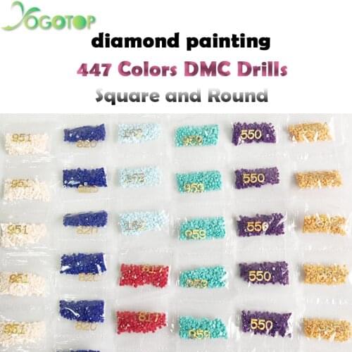 Wholesale DMC 447 Colors full square/round Drill Resin Diamond Rhinestone,DIY Diamond Painting crystal Beads Stone Accessory