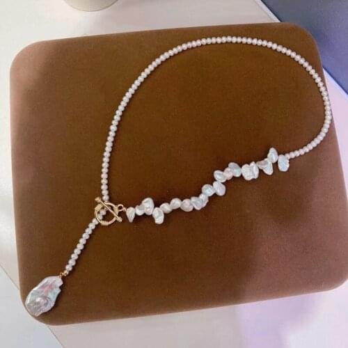 Female 55cm natural white irregular baroque genuine pearl long necklace can customize length,keshi pearl jewelry women gift