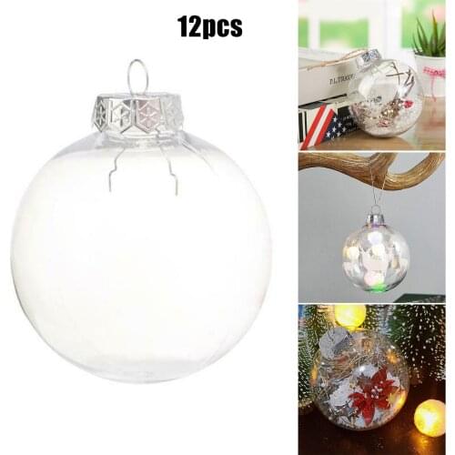 Transparent Christmas Ball Fillable DIY Lightweight Christmas Tree Pendant Creative Xmas Party Decoration A66