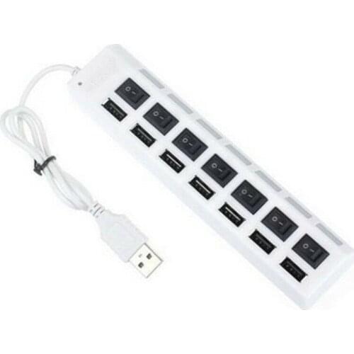 Kphrtek 1pc 7 Port Multiple USB2.0 Hub Splitter Switch Ports High Speed For PC Accessories