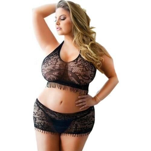 Sexy Fishnet Lingerie Plus Size Babydoll Women Erotic Lingerie Dress Porno Underwear Teddy Body Stockings Costumes Sex Clothes