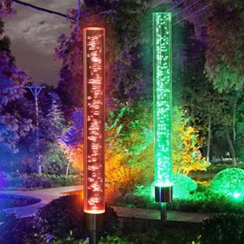 Solar Bubble Stake Lights, 2 Pack Solar Acrylic Tube Lights RGB Color Changing Outdoor Solar Garden Light Waterproof LED Light