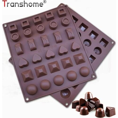 Transhome Silicone Chocolate Molds 30 Holes Multi-shape Integrated Silicone Cake Mold Ice Candy Mold DIY Cake Decorating Tools