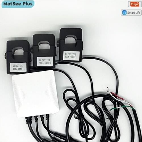 Tuya Smart Life Single 3 Phase WiFi Energy Power Monitor 300A Clamp Current Transformer App Real-Time monitoring Meter