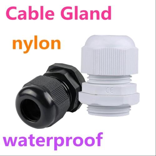 Waterproof Cable Glands Plastic Connector IP68 White Black Nylon Cable Gland PG7/9/11/13.5/16/19/21/25/29/36/42/48/63