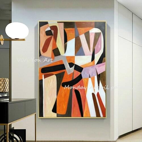 Wall art Hand painted original Contemporary art abstract oil painting wall Art home decor Geometric oil painting for living room