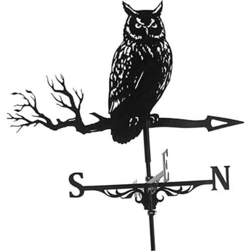 Iron Black Owl Shape Weathervane Weather Vane Outdoor Scene Decor Ornament