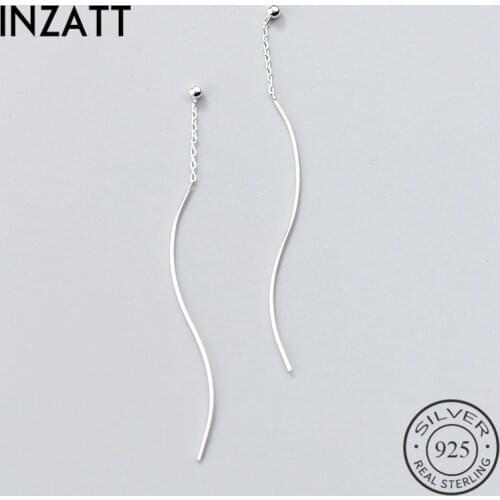 INZATT Real 925 Sterling Silver MInimalist Geometric Twisted stick Tassel Drop Earrings For Women Fine Jewelry OL Accessories