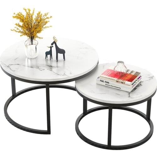 2 in 1 Living room coffee tables marble texture wooden combination furniture round tea table durable table