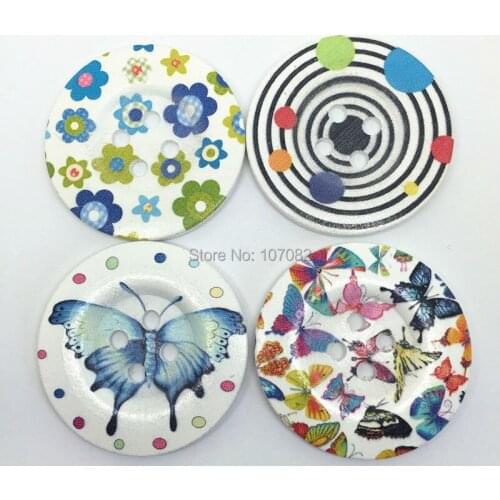 100pcs 50mm Extra Large Wooden Buttons Mixed Patterns Sewing Carfts Embellishments Accessories