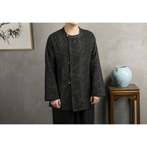 2019 Men Streetwear Jacket Mens Harajuku Japanese Cotton Linen Windbreaker Jacket Male Fashions Vintage Coats