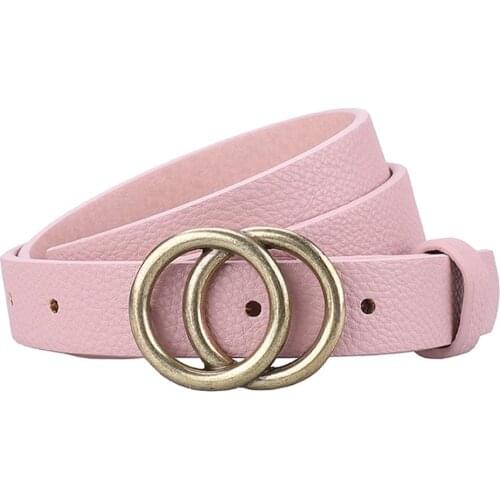 2019 New Circle Pin Buckles Belt for Ladies Girls Gold Buckle Fashion Jeans Strap Genuine Leather Narrow Belts Designer Belt