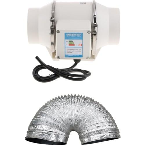 4 Inch Exhaust Fan Inline Duct Vent Blower & Anti -corrosion Flexible Ducting Hose Set, 220V, Low Noise