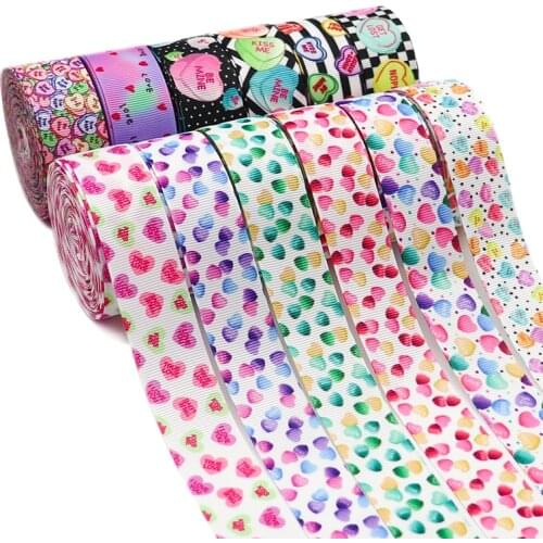 5 Yards 1" 25MM Grosgrain Ribbon Love Valentines Day Printed Ribbon For Hair Bows DIY Crafts Handmade Accessories Y2021010802