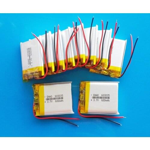10 pcs 3.7V 600mAh 603035 Lipo battery polymer lithium Rechargeable battery for MP3 MP4 GPS DVD bluetooth recorder e-book camera
